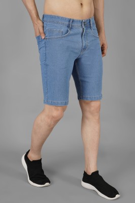 NIVASU Solid Men Blue Denim Shorts