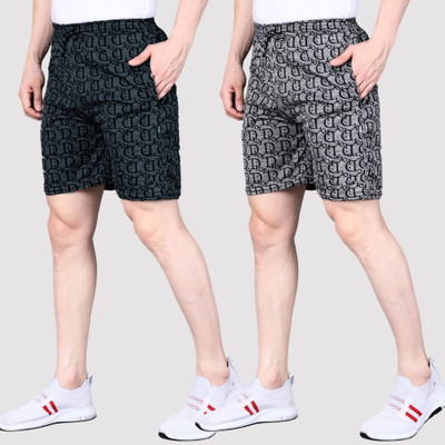 RK Costing Printed Men Black, Grey Regular Shorts