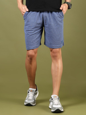 V-MART Self Design Men Blue Regular Shorts
