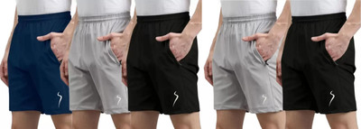 Sarahna Solid Men Multicolor Sports Shorts
