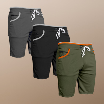 WeReKo Solid Men Dark Grey, Black, Green Sports Shorts, Casual Shorts, Gym Shorts