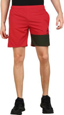Slagen Self Design Men Red Sports Shorts