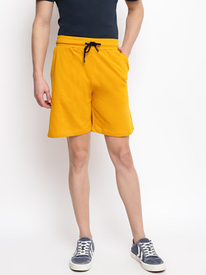 Belliskey Solid Men Yellow Basic Shorts