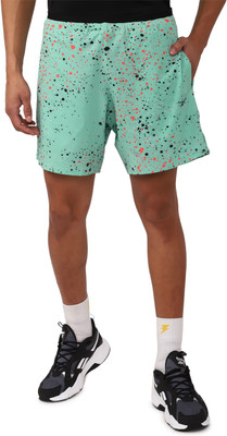 REEBOK Color Block Men Green Regular Shorts