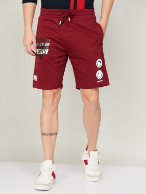 SmileyWorld Printed Men Red Basic Shorts