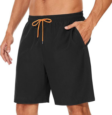 Arsh Fashion Solid Men Black Regular Shorts, Casual Shorts, Gym Shorts