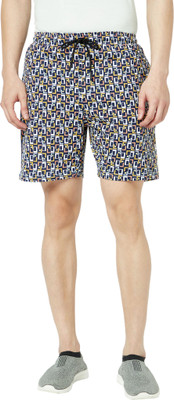 TT Printed Men Blue Basic Shorts