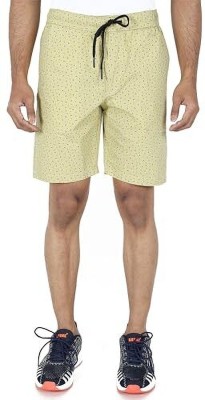 24 Street Printed Men Yellow Bermuda Shorts, Regular Shorts