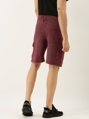 HouseOfCommon Solid, Self Design Men Red Chino Shorts, Casual Shorts