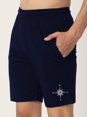 UJN Printed Men Blue Basic Shorts