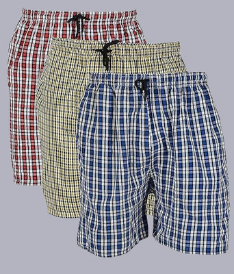 NanoX Checkered Men Blue Regular Shorts