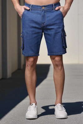 ZAYSH Solid Men Blue Denim Shorts