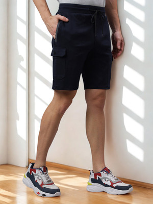 Ho Bindaass Solid Men Dark Blue Cargo Shorts