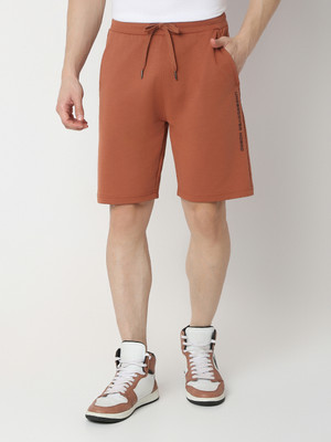 UnderJeans by Spykar Solid Men Brown Regular Shorts