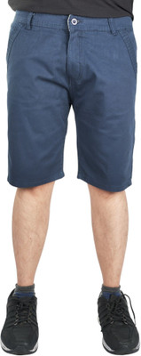 RCS Solid Men Dark Blue Chino Shorts