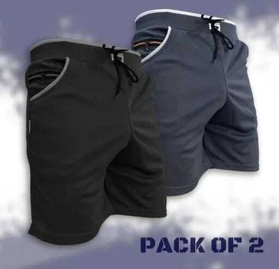Zeroyaa Solid Men Grey Regular Shorts