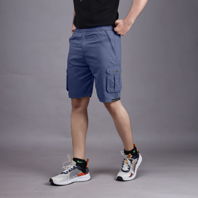 Maruti Enterprise Solid Men Blue Cargo Shorts