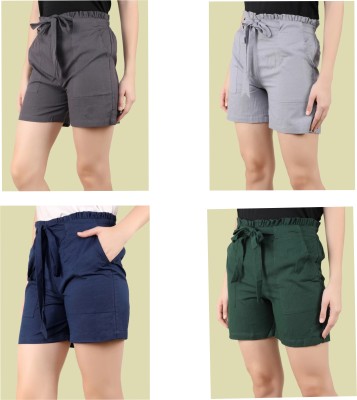 SEZNILA Solid Women Reversible Dark Grey, Grey, Blue, Green Sports Shorts