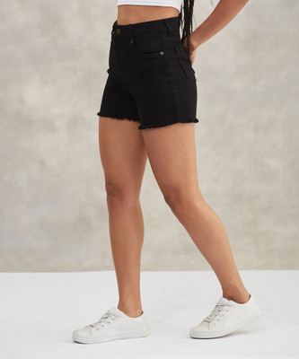 DOLCE CRUDO Solid Women Denim Blue Baggy Shorts