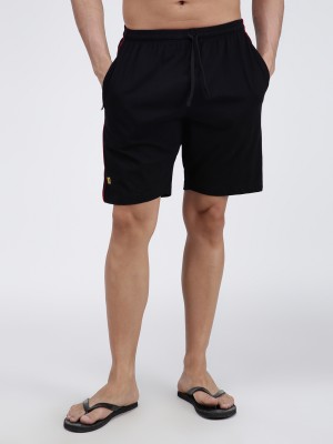 AMUL COMFY Solid Men Black Regular Shorts