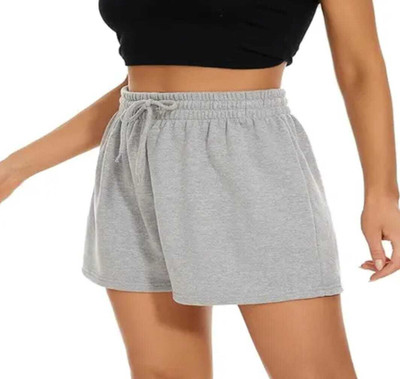 radheshayam Solid Women Grey Regular Shorts