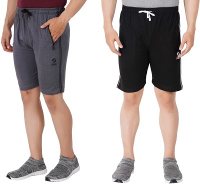 Guide Solid Men Black, Grey Basic Shorts