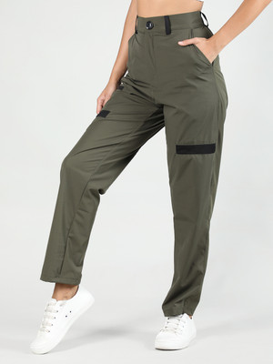 CHKOKKO Solid Women Green Track Pants