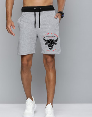 JUGULAR Printed Men Grey Basic Shorts