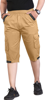 HARICREATION Solid Men Brown Cargo Shorts