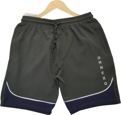 ONNEXO Solid, Self Design, Striped Men Green Regular Shorts, Gym Shorts, Sports Shorts, Running Shorts, Casual Shorts