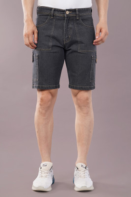 NIVASU Solid Men Denim Grey Denim Shorts