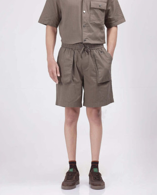 RARE RABBIT Striped Men Beige Regular Shorts