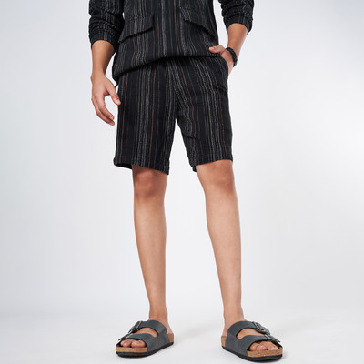7 Alt by Pantaloons Solid Men Black Basic Shorts