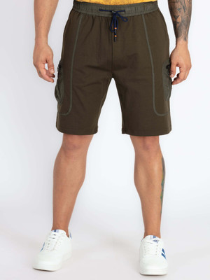 Status Quo Self Design Men Green Casual Shorts