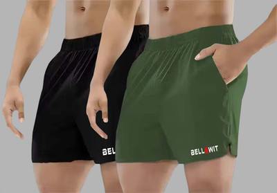 Bellwit Solid Men Green Sports Shorts