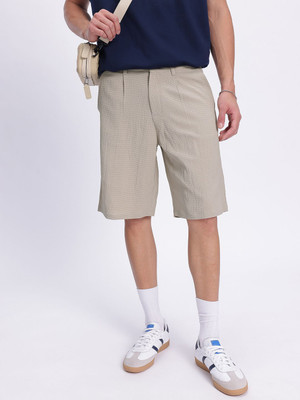 Glitchez Solid Men Brown Regular Shorts