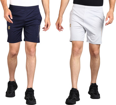 Moda Rapido Printed Men Dark Blue, Silver Sports Shorts, Gym Shorts, Regular Shorts
