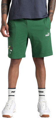 PUMA Solid Men Green Casual Shorts