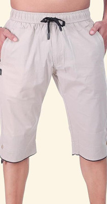 24 Street Solid Men White Casual Shorts