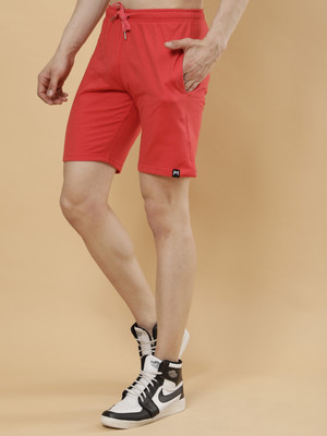 PockMAN Solid Men Red Regular Shorts