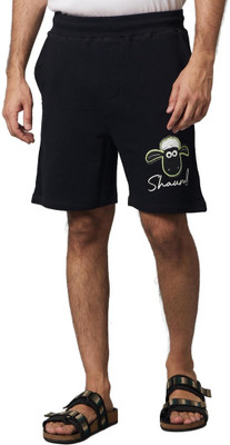Celio Graphic Print Men Black Basic Shorts