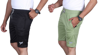 Anjaneya Solid Men Black, Green Regular Shorts