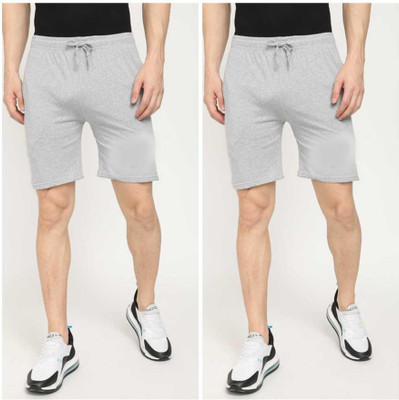 FabryKa Solid Men Grey Casual Shorts