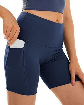 SHAPERX Solid Women Blue Gym Shorts