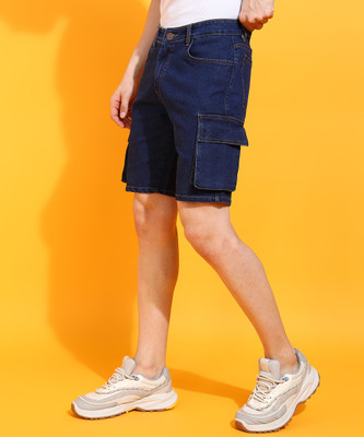 JAAR FASHION Self Design Men Denim Blue Cargo Shorts