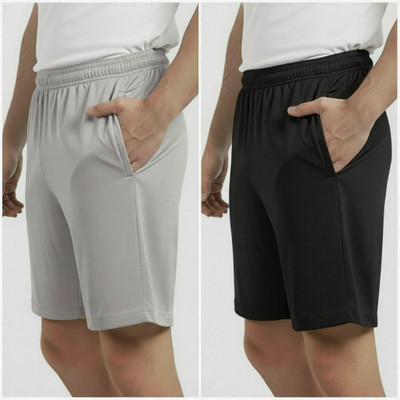 Revathi Solid Men Grey, Silver Regular Shorts