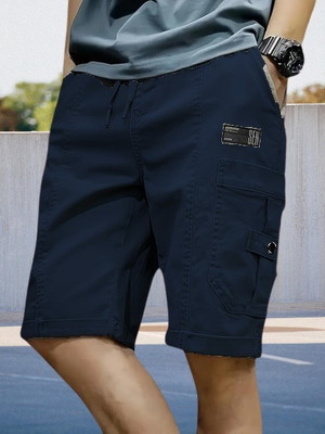 Pitzz Solid Men Dark Blue Cargo Shorts