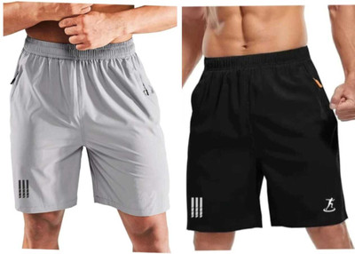 Af Gallery Solid Men Black, Grey Regular Shorts