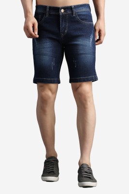 PRJ IN STYLE Solid Men Denim Dark Blue Regular Shorts