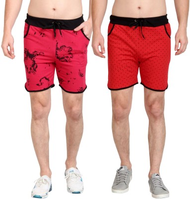 3SIX5 Printed Men Red, Pink Sports Shorts